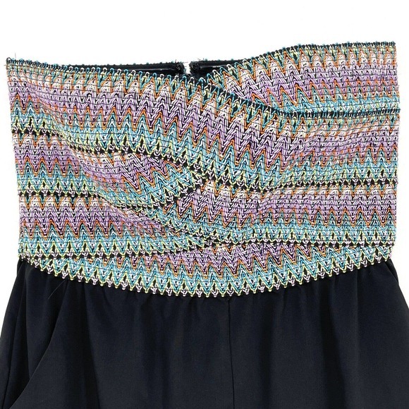 Wow Couture Sweetheart Neckline‎ Multicolor Top Black Shorts Romper Size Large - Picture 3 of 7